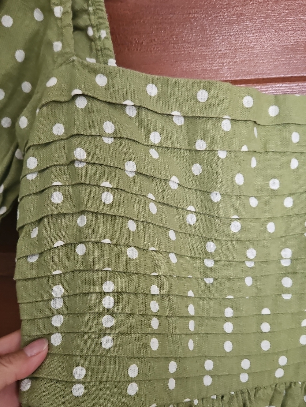 Abercrombie & Fitch Green Polka Dot Midi Dress - Picture 5 of 10